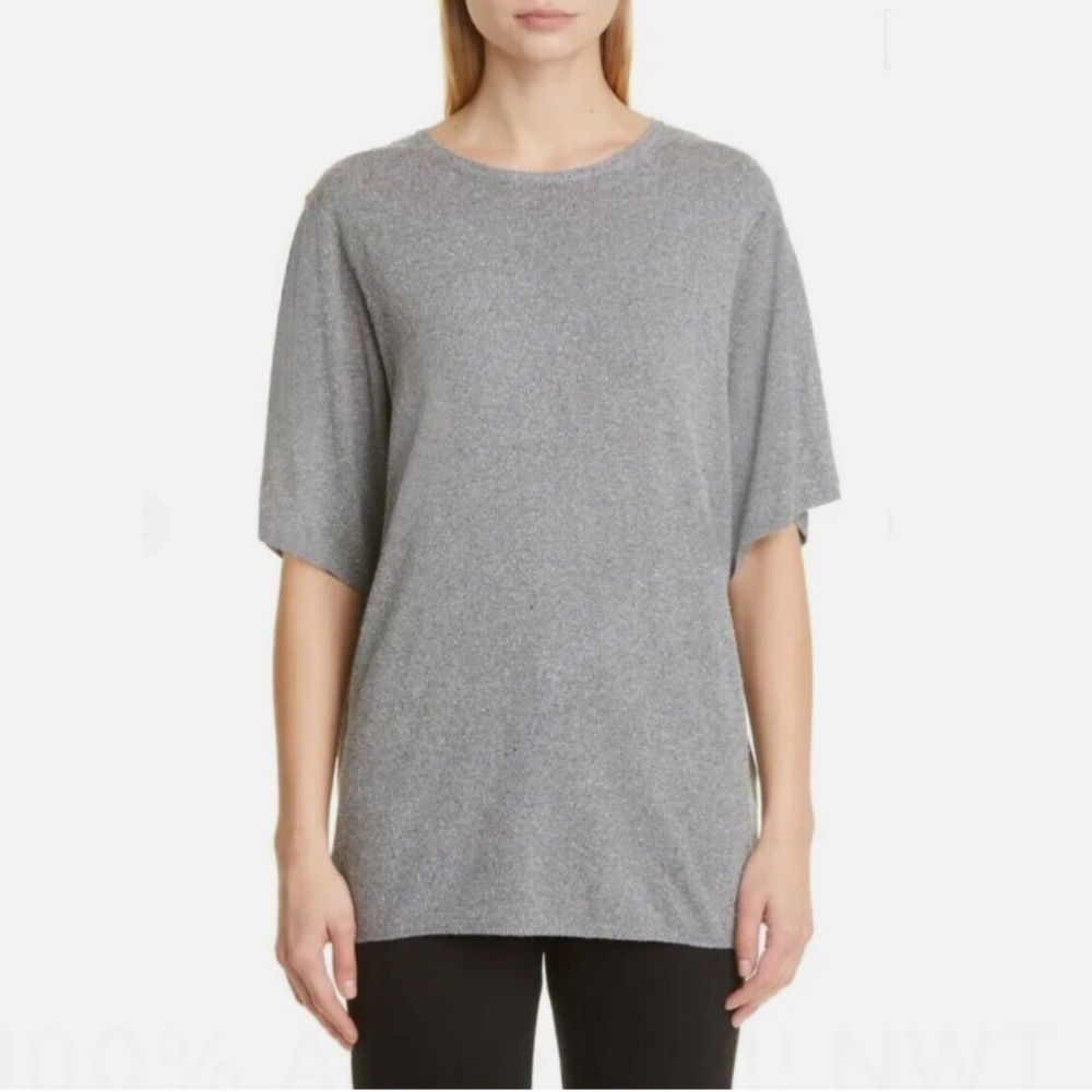 ★100% Authentic!! NWT Org.$360 TOTÊME  Oversize Silk T-Shirt M★ - Picture 2 of 8